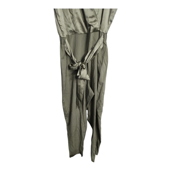 Ramy Brooks‎ Alvina Silk Sage Green Tie Waist Party Office Feminine  Jumpsuit M - Picture 7 of 11